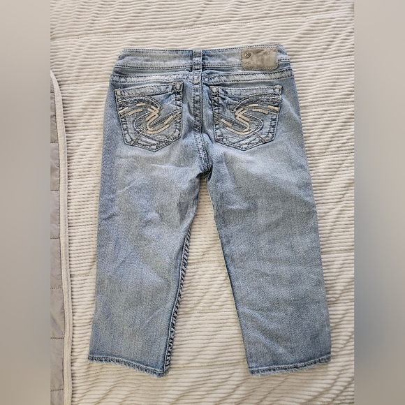 Silver Tuesday Cropped Distressed Light Blue Women's Jeans Size 27 - Picture 11 of 13
